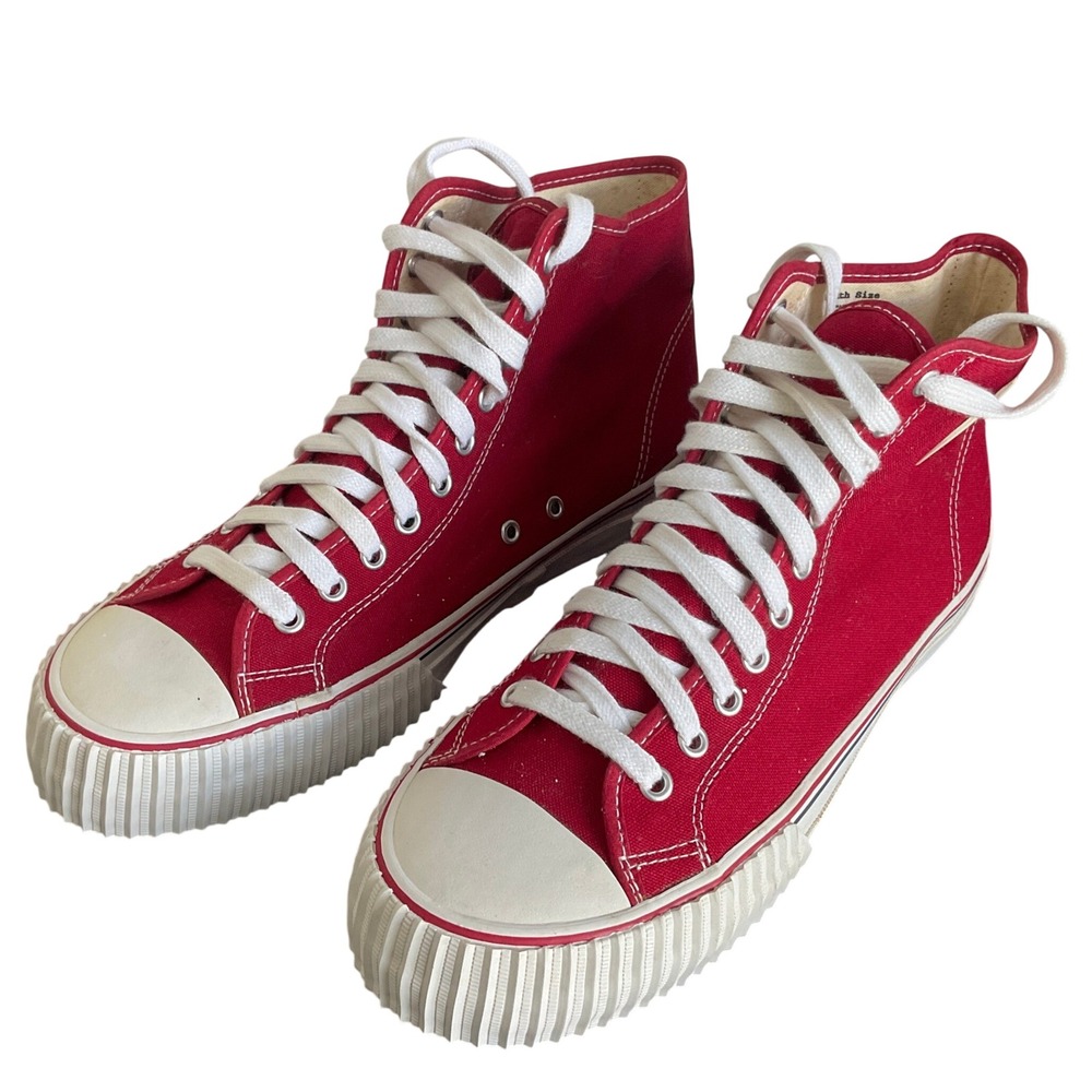 Vintage PF Flyers Center Hi Red Canvas High Top Sneakers Mens 12 Womens 13.5